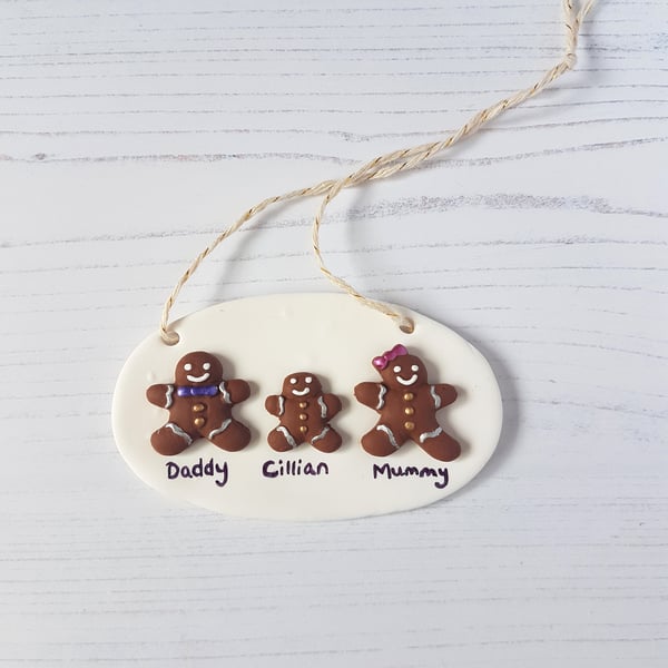 Gingerbread family or couple Christmas decoration, personalised, names