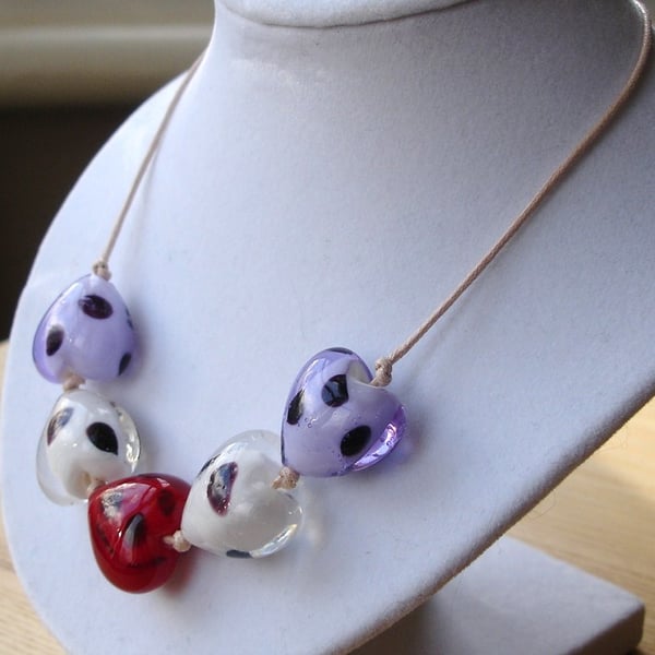 Lampwork Hearts Necklace