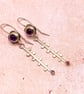 Amethyst & Tourmaline Sterling Silver Drop Earrings Handmade 
