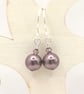 Pearl Earrings - Burgundy Crystal Pearl Earrings - Swarovski Crystal Pearls  - Image 6