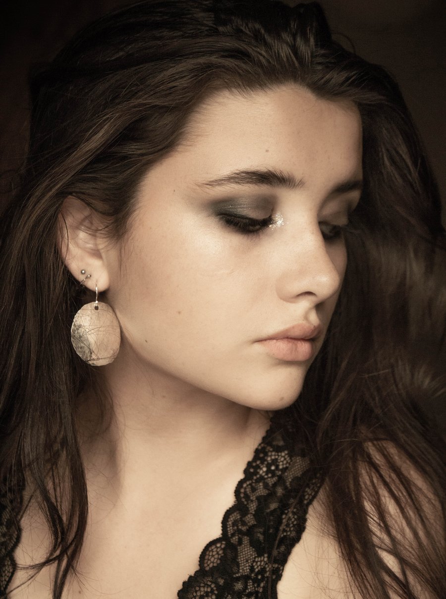 Silver Disc Pendant Earrings