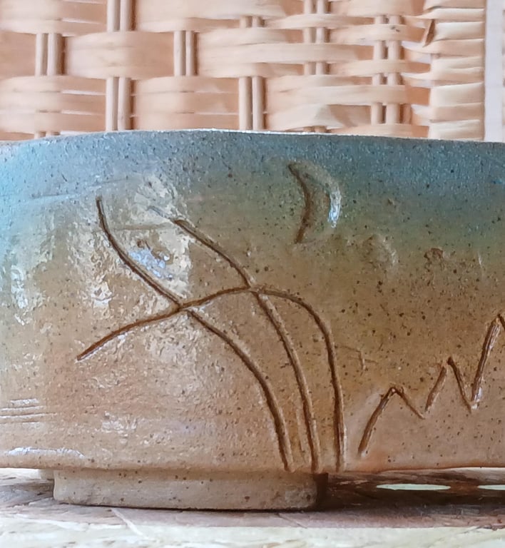 Handmade Stoneware Bonsai Pot Rectangular Planter with Drainage Holes (28cm)