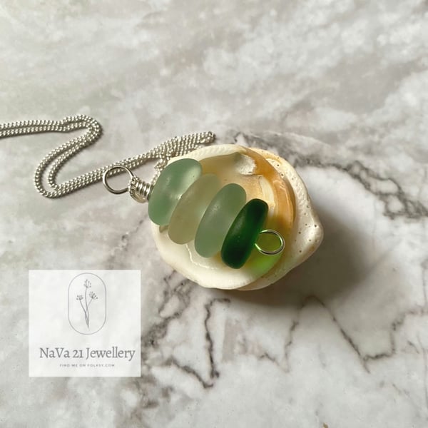 Green Stacked Seaglass pendant REF:SS02 -SOLD