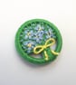 Forget-me-Not Dorset Button Brooch, Blue,Yellow, Green, 3.3cm, Handmade  - Image 5