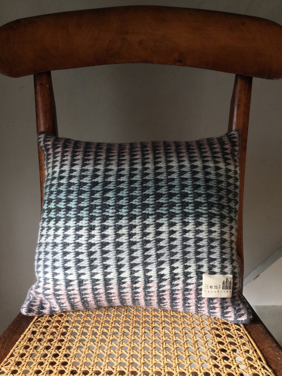 Handwoven Lambswool And Merino Krokbragd Triangle Cushion