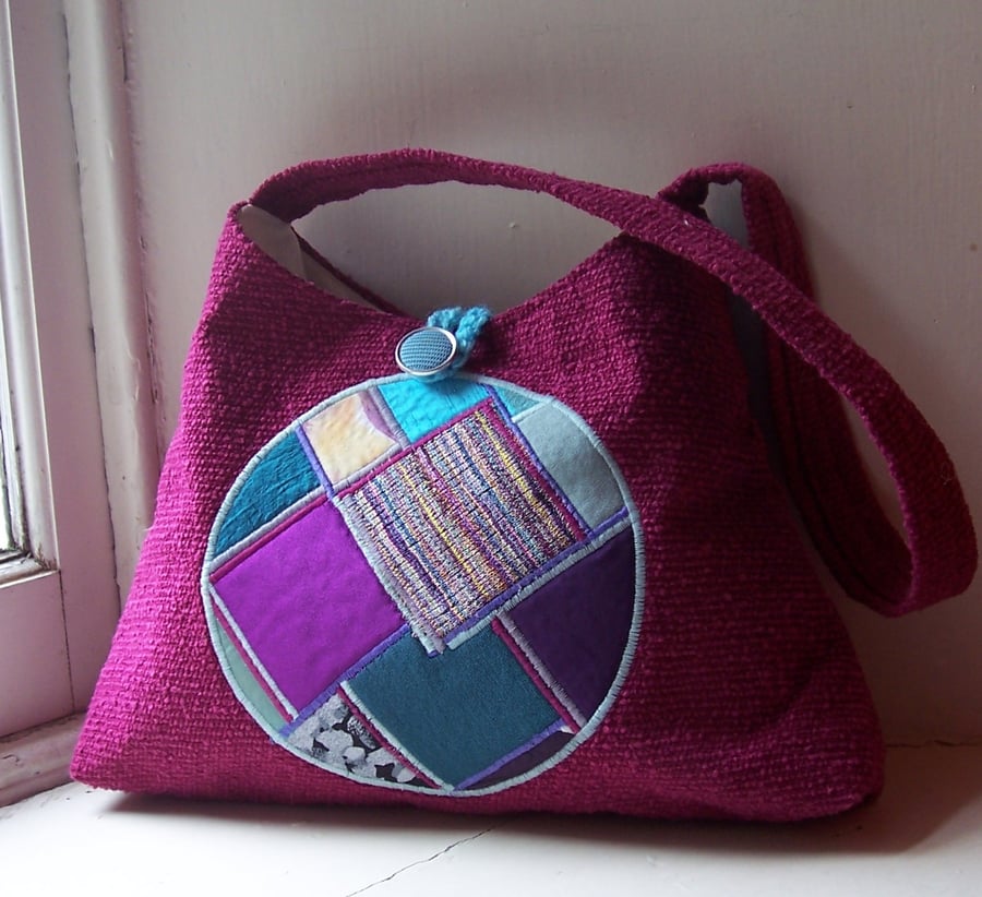 Patchwork and embroidered handbag - Iona