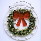 Fused glass festive Holly wreath