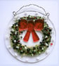 Fused glass festive Holly wreath