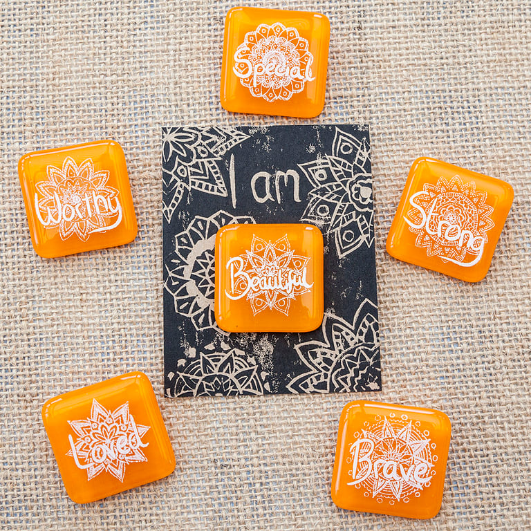 Orange Motivational Positive Thinking Glass Enamel Pin Badge