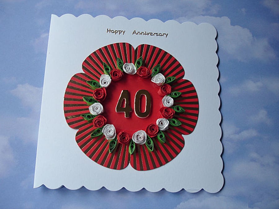 Anniversary card - quilled - ANY number