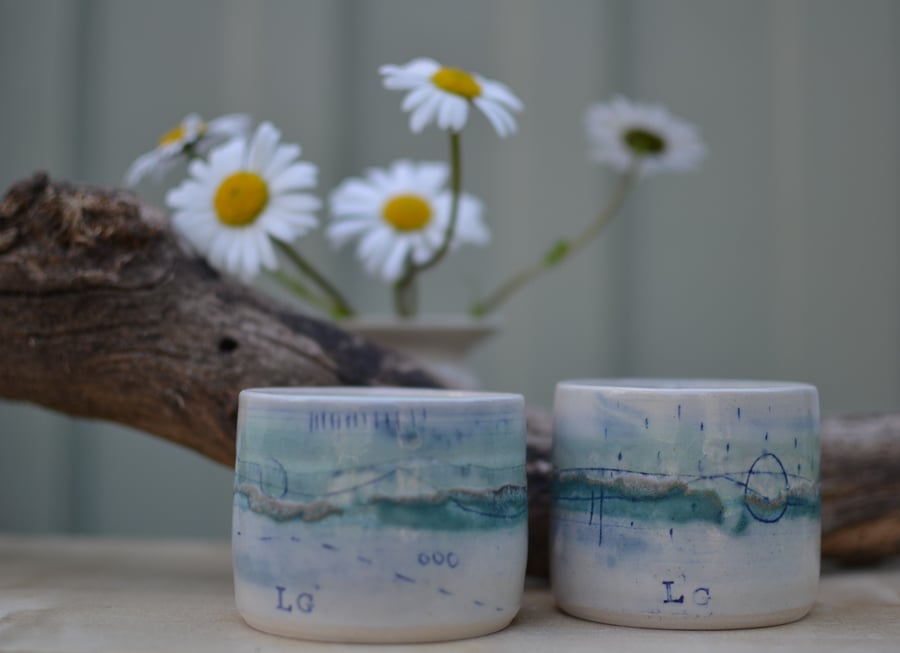 Seascape Japanese style tea cup