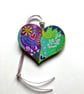 Colourful hand painted wooden heart