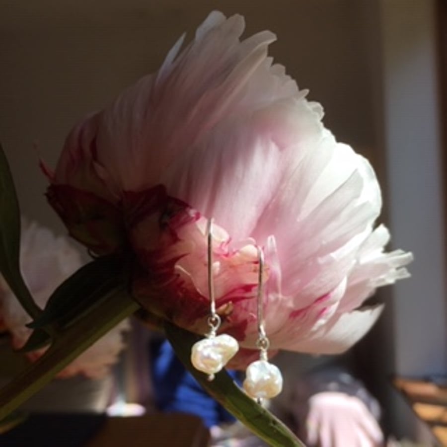 Keshi pearl earrings