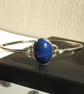 Lapis Lazuli Bangle Solid Sterling Silver 925 , Oval bangle - Image 5