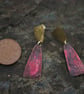 Brass  and Copper Dangle Stud  Earrings  - Image 5