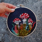 Mushrooms in a hoop-  Needle felted  