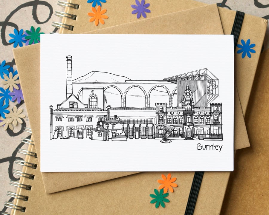 Burnley Skyline Greetings Card