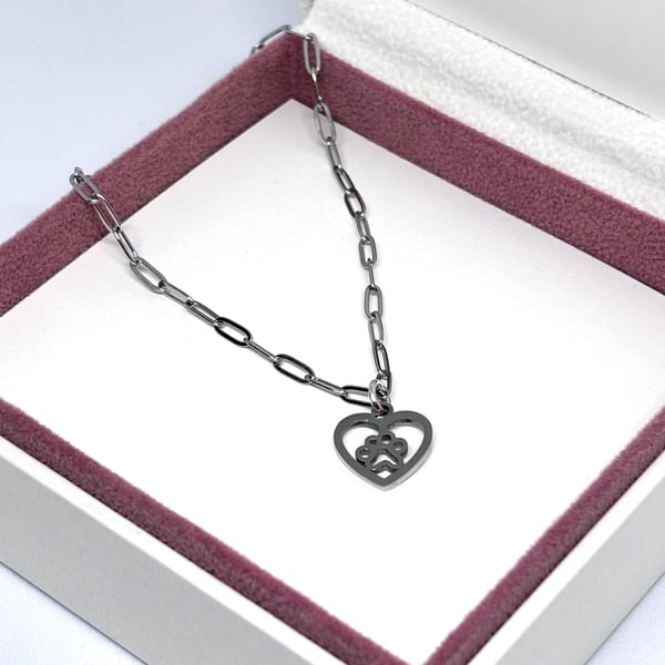 Paw Print Charm Stainless Steel Bracelet