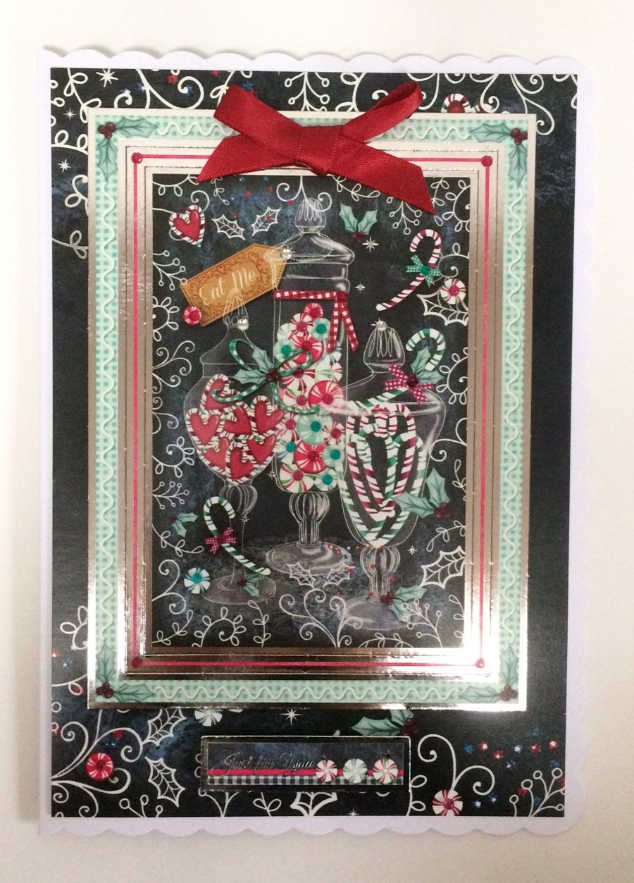 Christmas Card Jars of Sweets Candy 3D Luxury Handmade Card