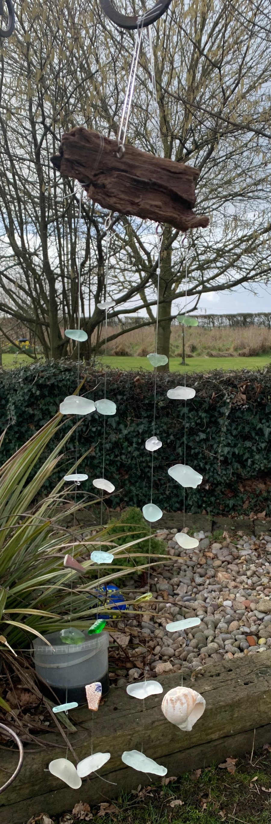 Seaglass & driftwood suncatcher