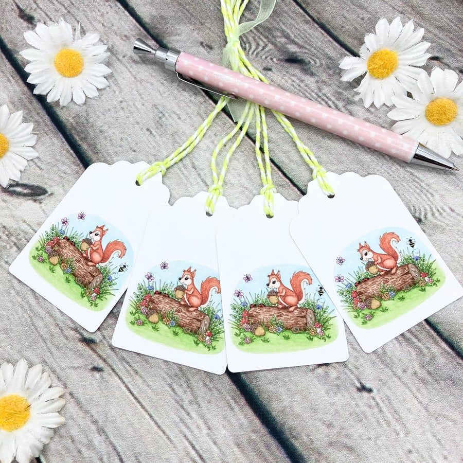 Squirrel & Friends Gift Tags - set of 4 tags
