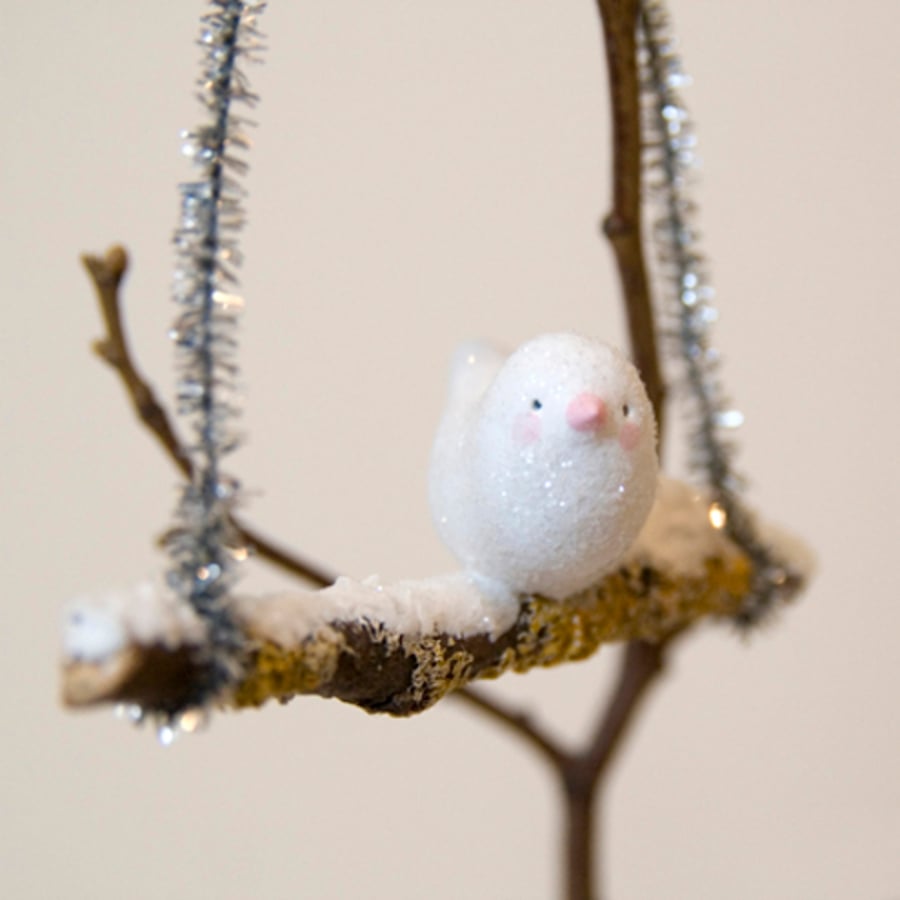 Little vintage look folk art Christmas ornament dove bird