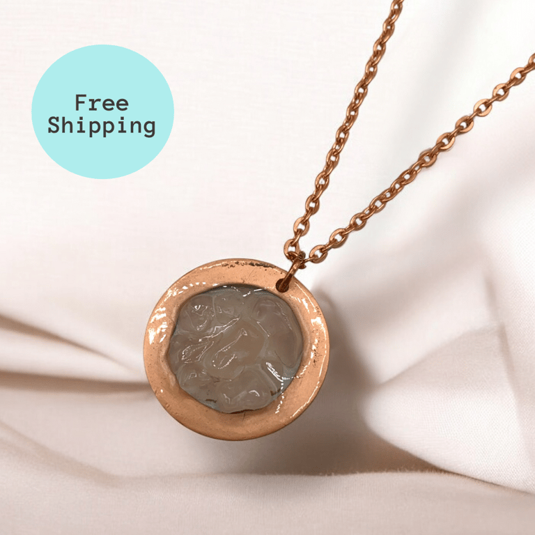Rose Quartz Crystal Pendant - Copper Geode Designed for Heart Chakra Balance