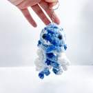 Handmade Jellyfish Keychain Blue & White,Amigurumi  Soft Toy