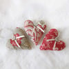 SET OF 3 LAVENDER BAGS - HAND EMBROIDERED  HEART SHAPED