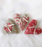 SET OF 3 LAVENDER BAGS - HAND EMBROIDERED  HEART SHAPED - Image 1