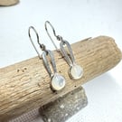 Natural Cream Mother of Pearl Silver Dangle Earrings