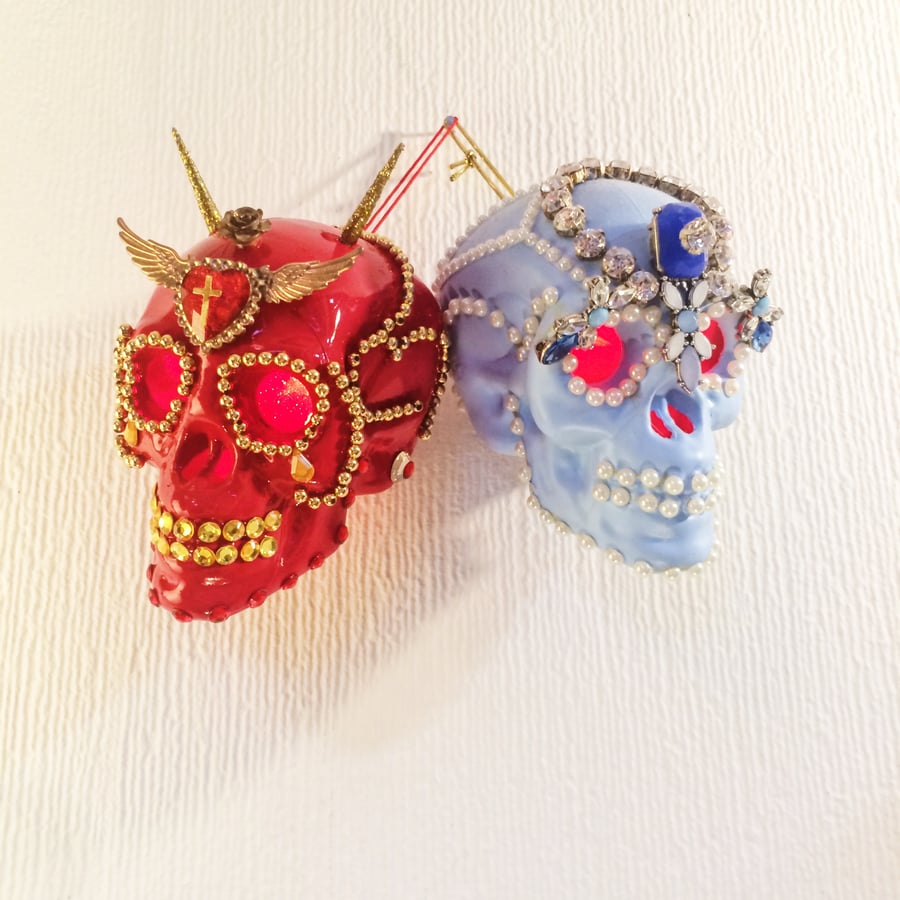 Kitsch Sugar Skull Light Up Christmas Tree Decorations 