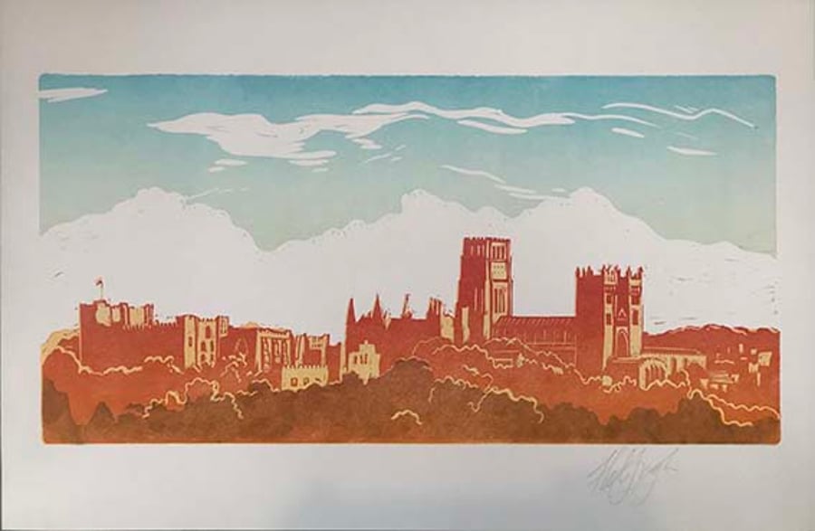 "Durham Cathedral" Lino-cut Print. 