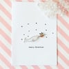 christmas card - narwhal and christmas pudding - handmade chrst