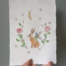 Fairy With Hare Watercolour Painting