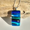 Swirling Sea fused glass pendant