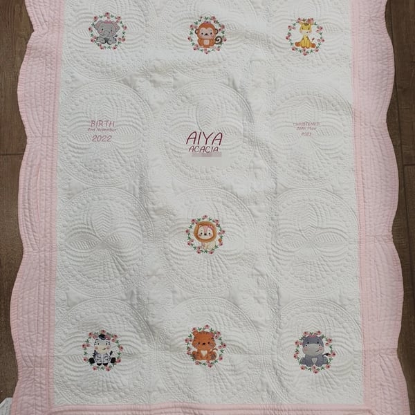 Personalised Heirloom Quilt - Safari Animals