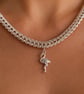 Silver plated chainmaille necklace and earrings set with flamingo charms - Image 2