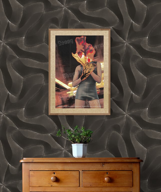 'Burning up' print of handmade collage