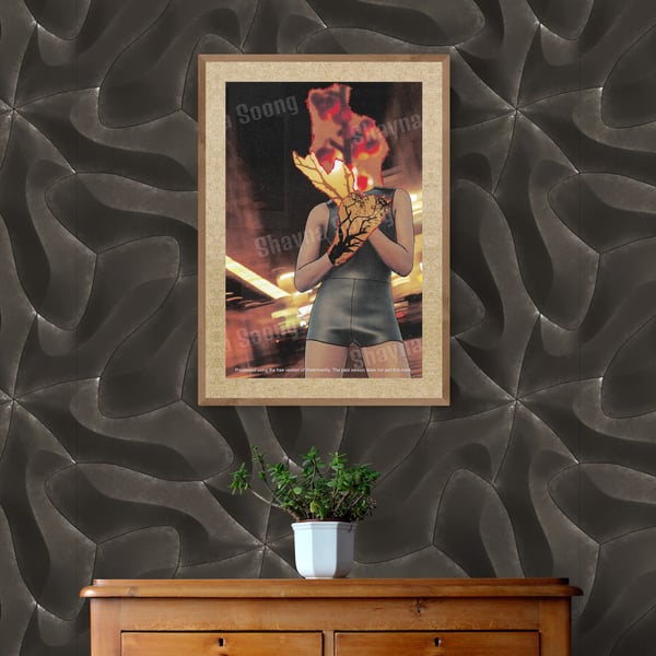 'Burning up' print of handmade collage