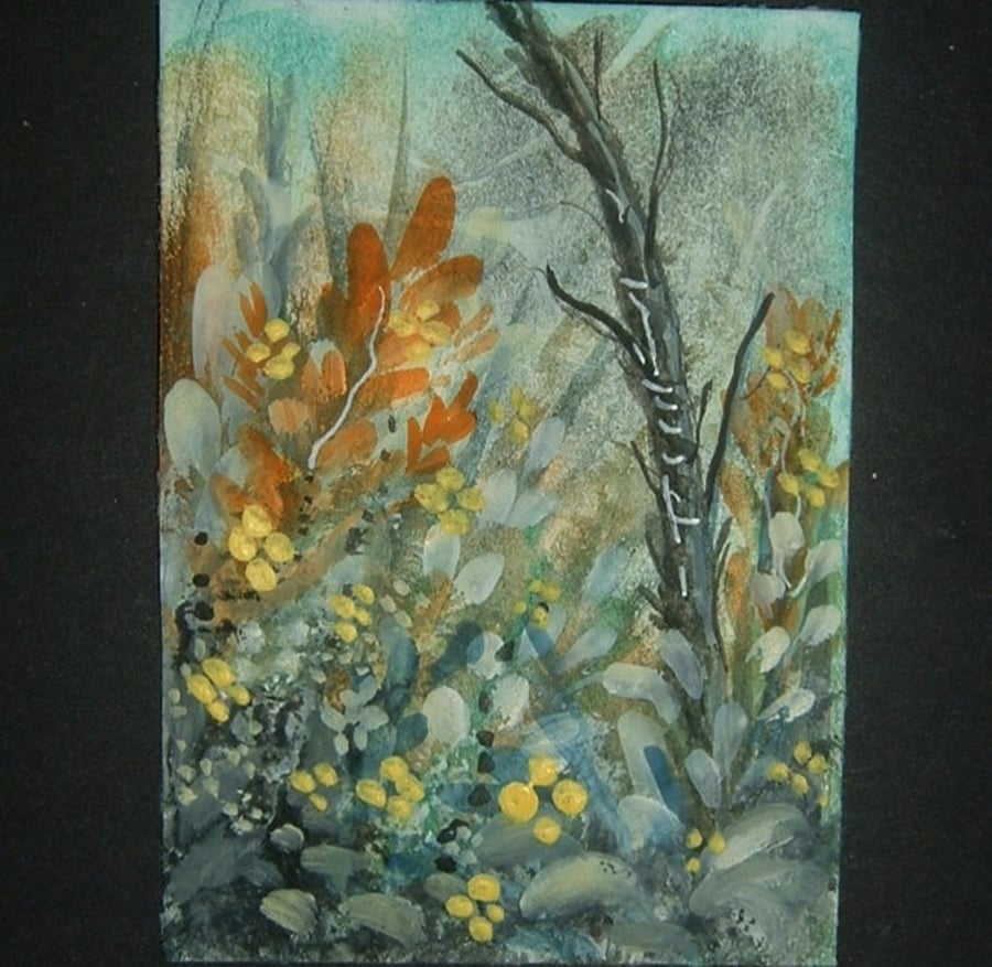 woodland art painting aceo watercolour ref 306