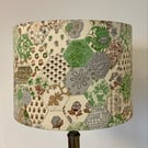 Retro Cottage Patchwork Grey Green Floral Lampshade 60s 70s Vintage fabric