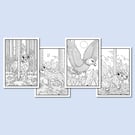 (Digital) Forest Animals On Four Colouring Pages