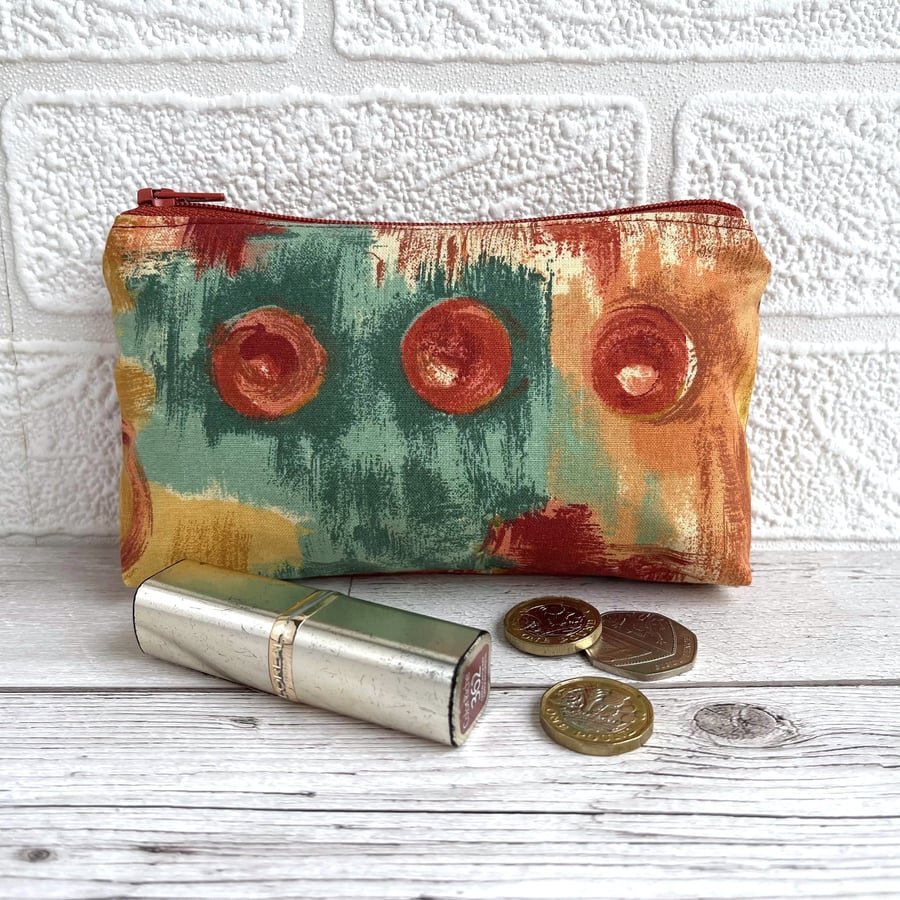 Large Purse, Coin Purse with Spicy Abstract Pattern