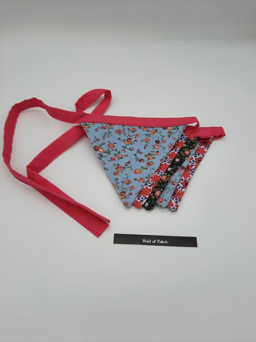 Mini floral bunting,  three contrasting colours