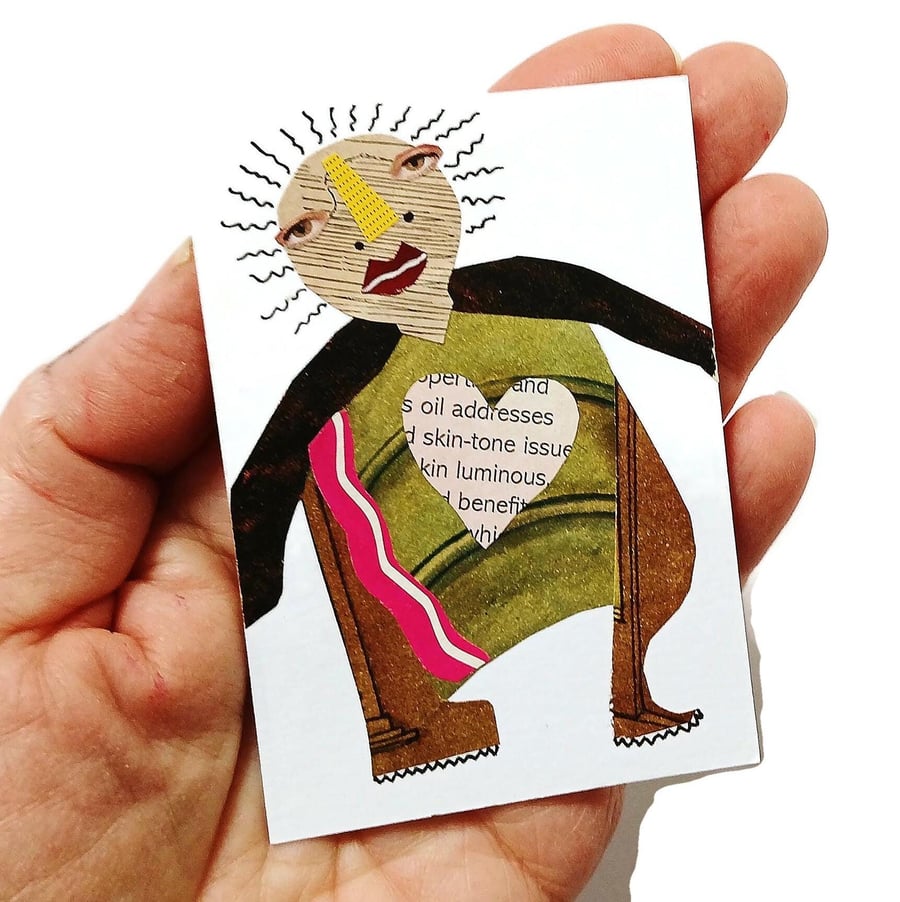 Collage ACEO Miniature Tiny Art Surreal Weird Figure Figurative Artwork ATC