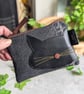 Denim Cat Motif Purse or Small Makeup bag with Black Cat Motif