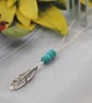 Turquenite & silver leaf long layering necklace - Image 4