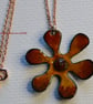 Yellow orange flower enamel pendant