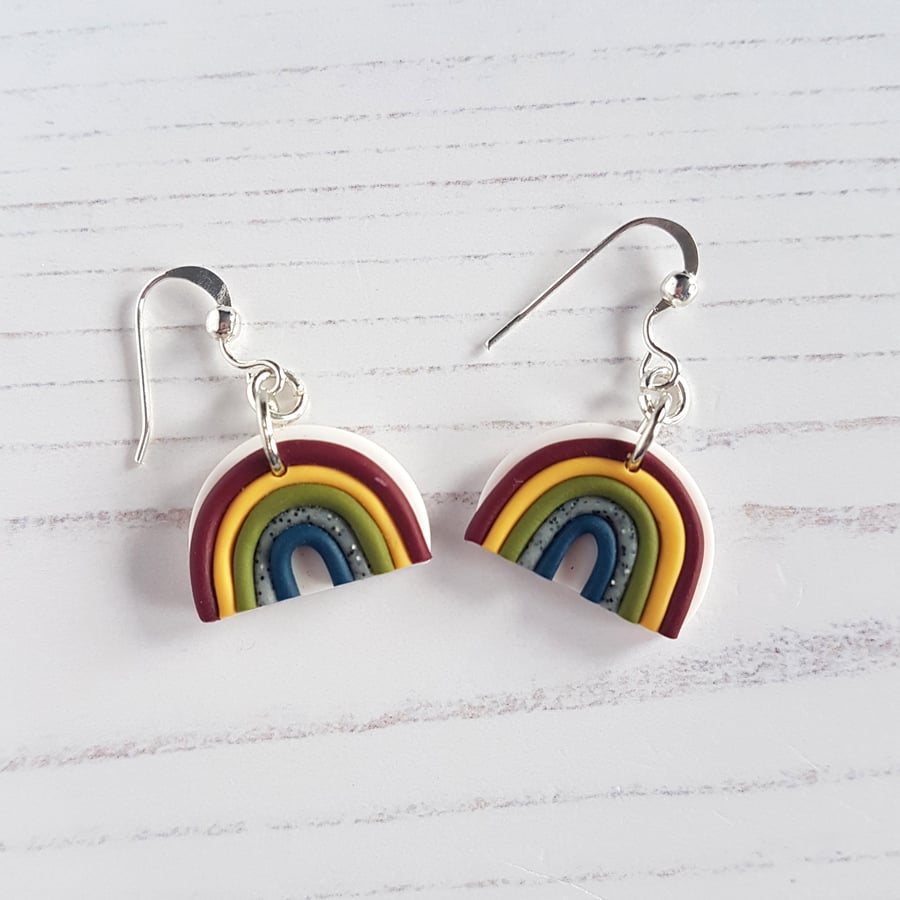 Muted colours Rainbow modern earrings, limited pairs available